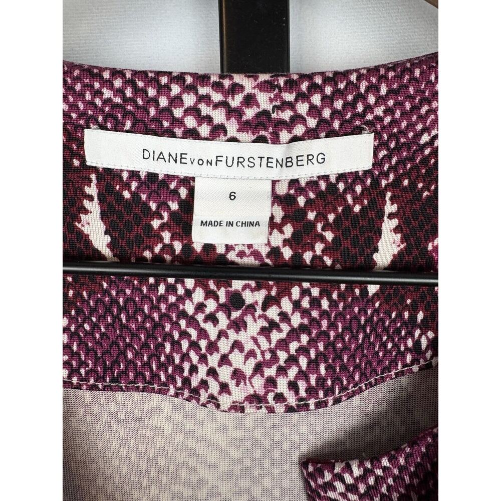 Diane von Furstenberg Purple Snake Print Reina Long Sleeve Dress Silk Sz 6 - Picture 11 of 14